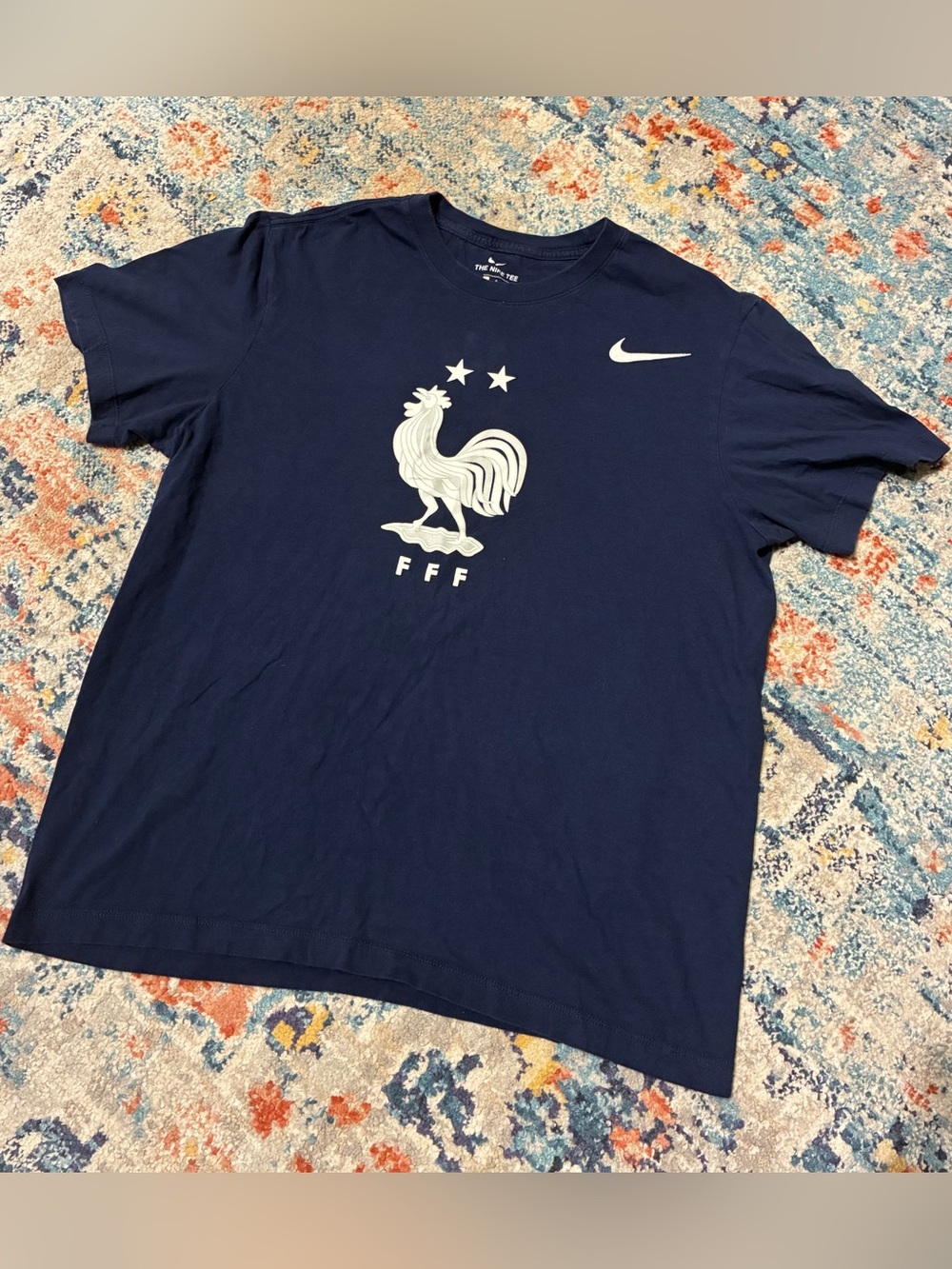 Nike Navy Short Sleeve Tee with White Rooster Graphic